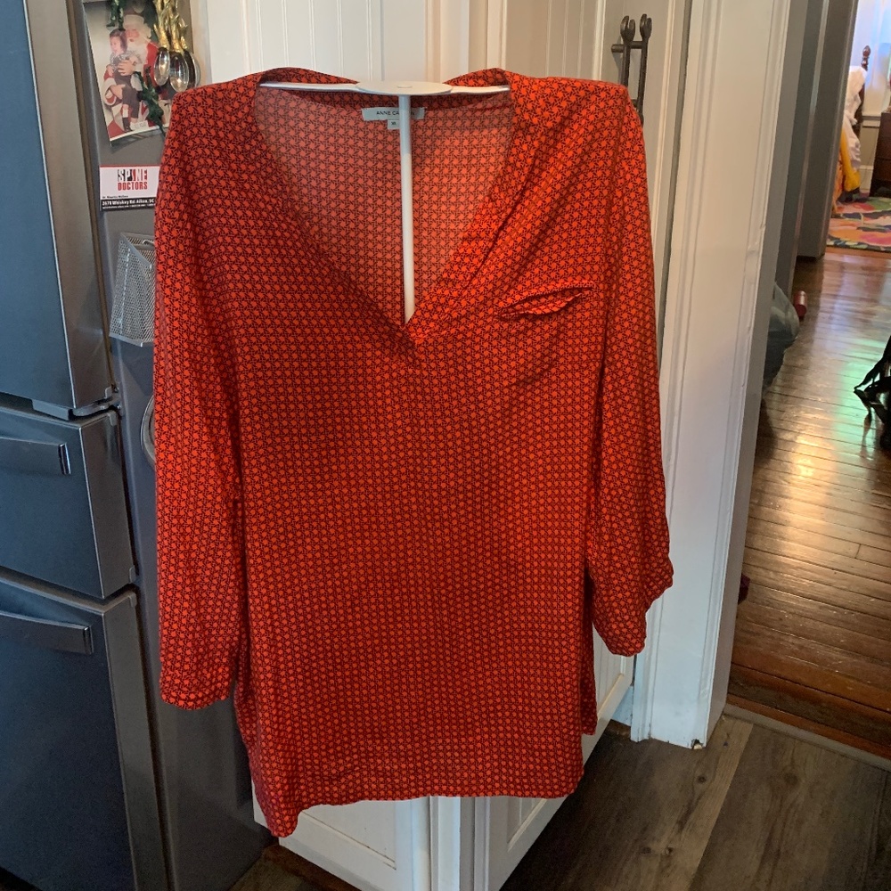 Anne Carson 100 percent rayon blouse. Worn 2x I think but never cut open pocjet